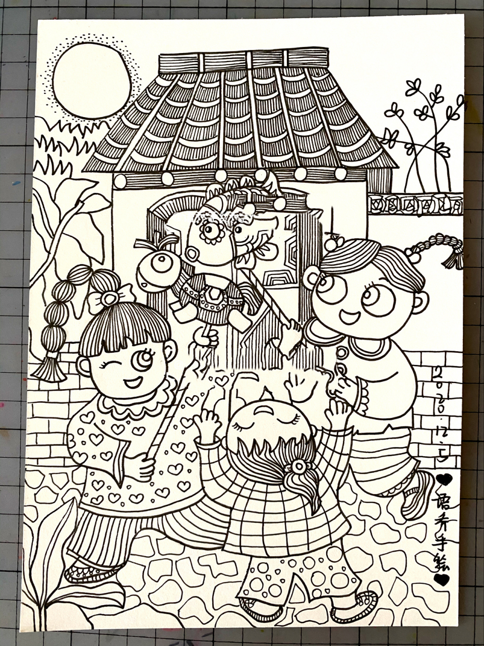 新年主题线描画|儿童画|附步骤图 新年的主题线描画 它来啦 它来啦