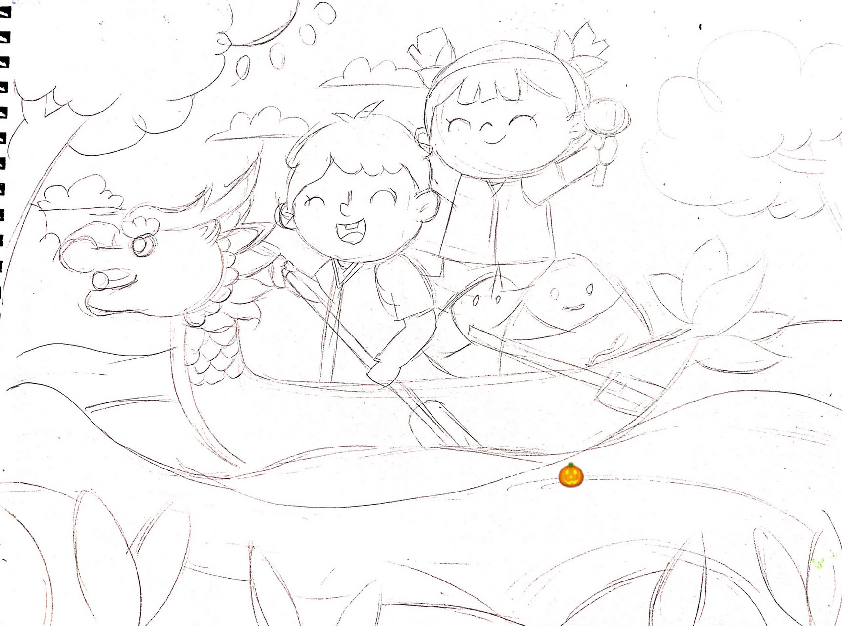 美术考编儿童画 黑白线描 端午节 赛龙舟 美术考编儿童画 黑白线描