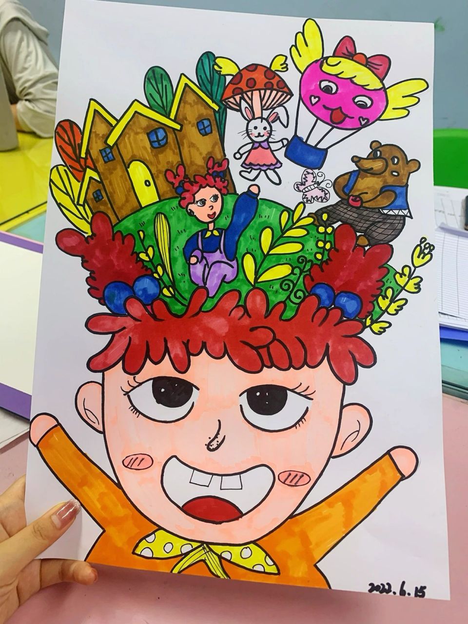 儿童画创意美术《脑袋里的奇思妙想》 学习目标: 1,通过情感共鸣,激发