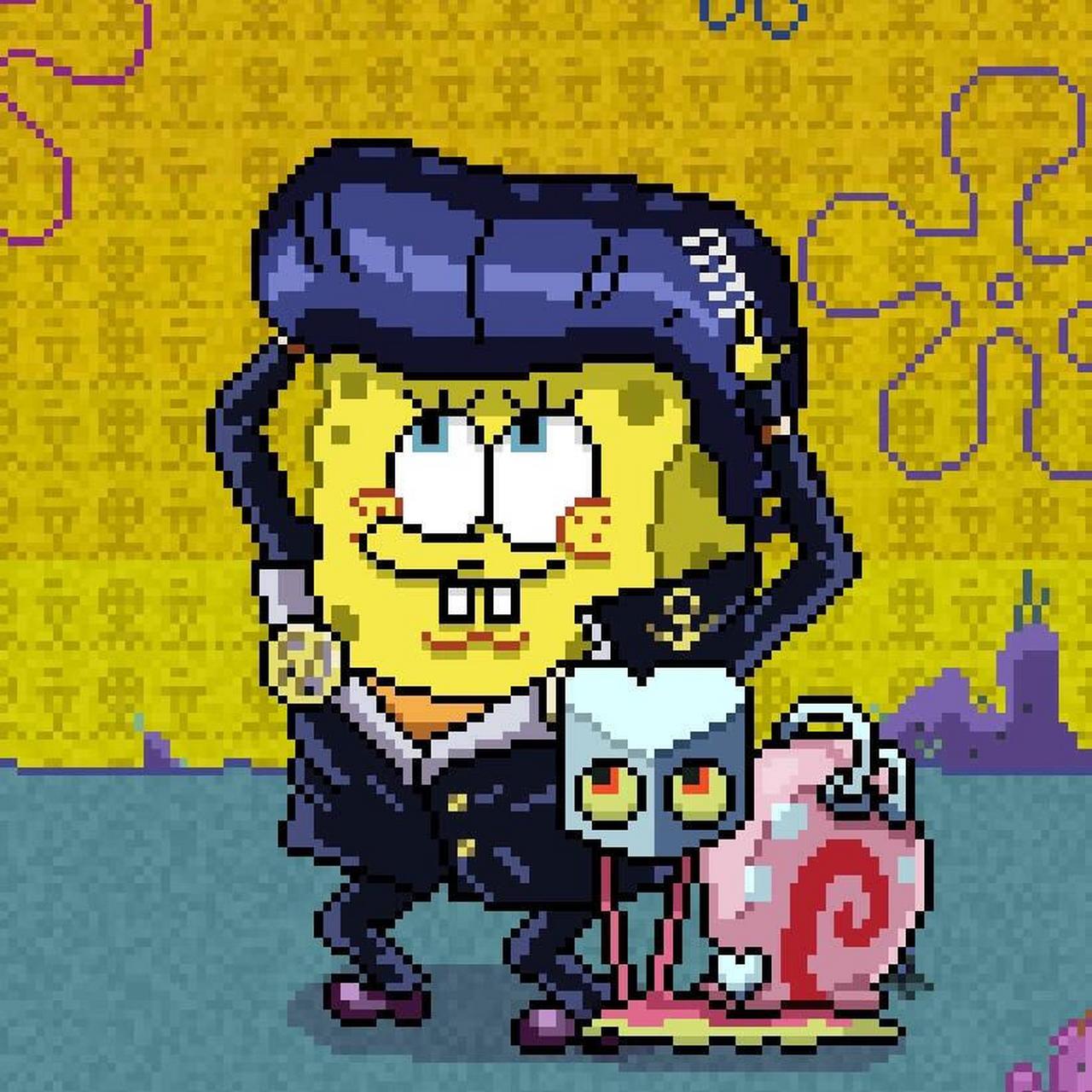 岸边99:又是混蛋海绵和智障海星 #jojo的奇妙冒险# #海绵宝宝