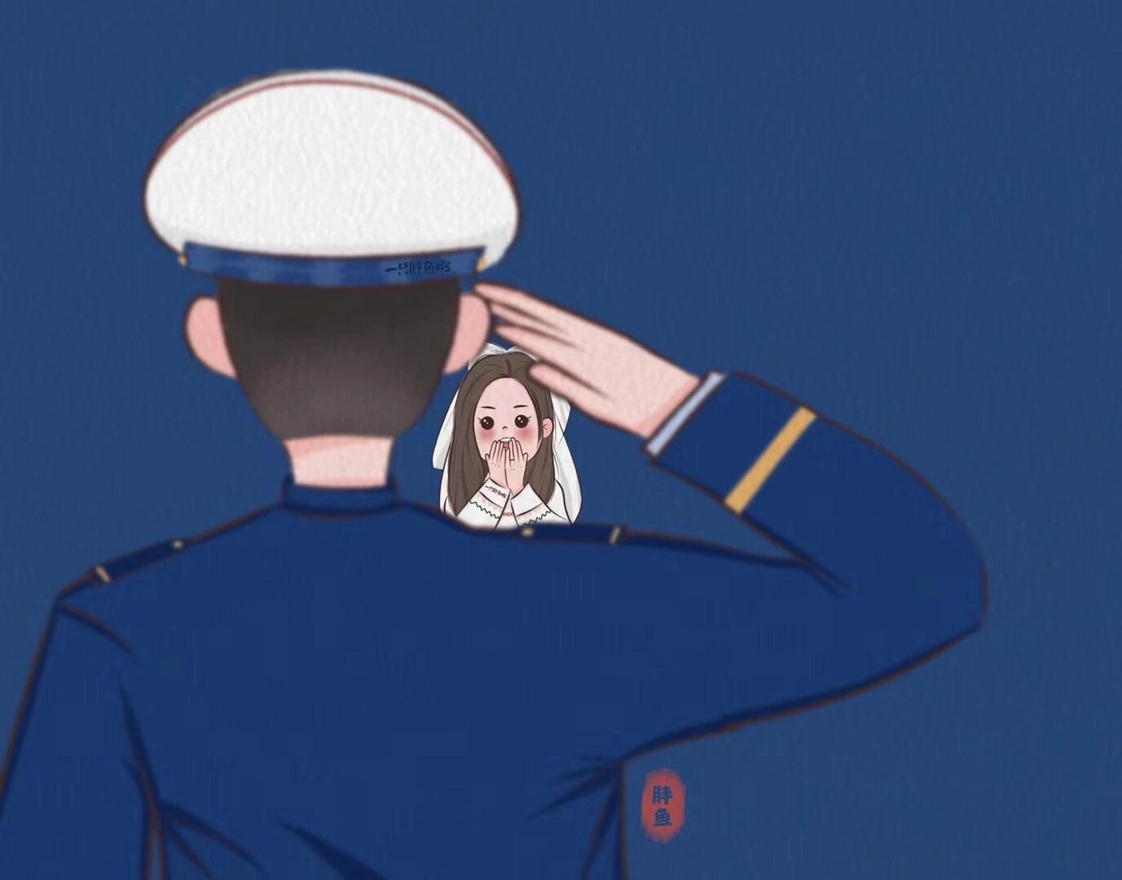 消防头像 去年画的了 大家快来领取吧 #消防员# #蓝朋友# #消防情侣