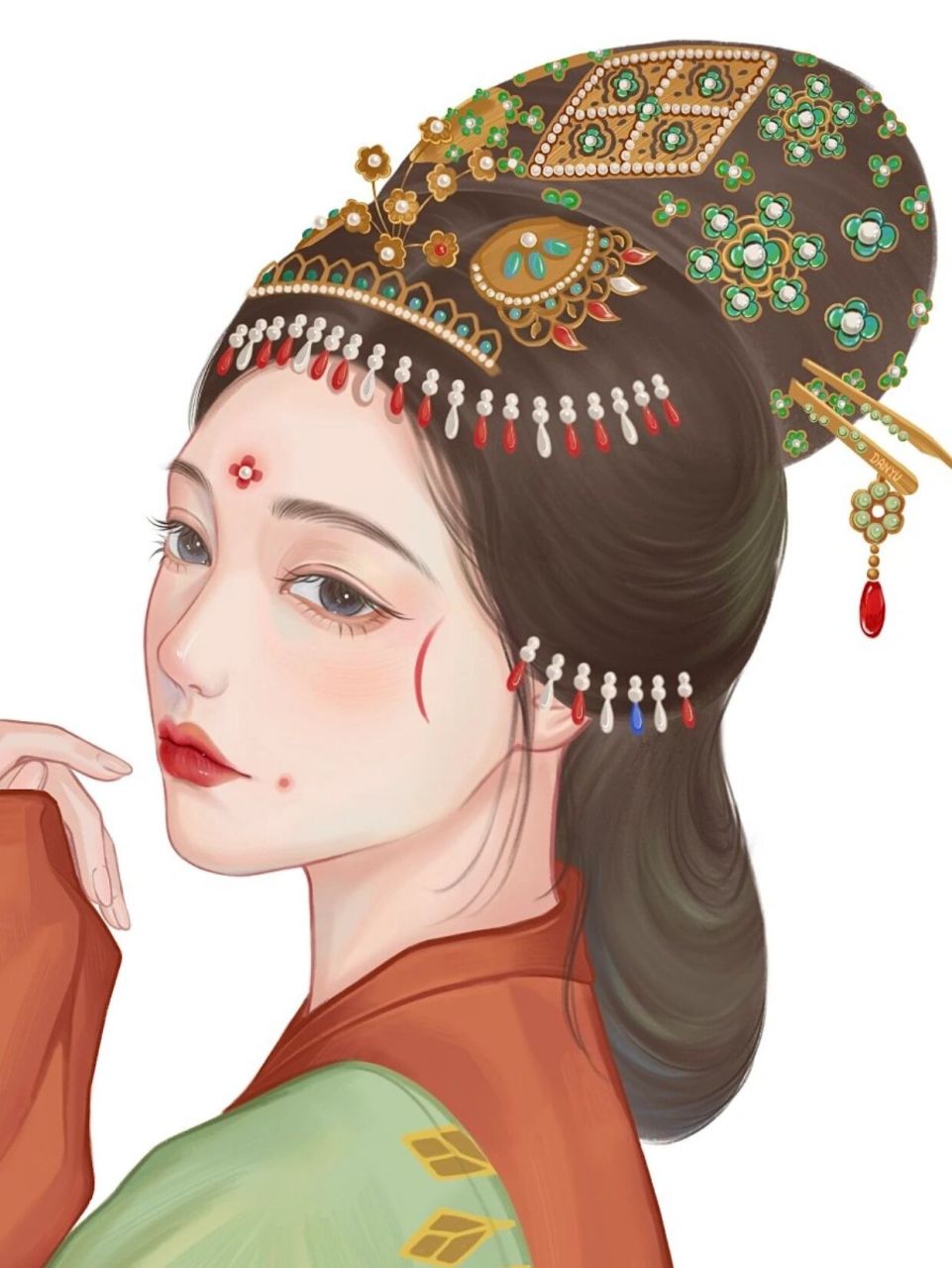 42(附线稿) 第一次画这么多饰品 成就感拉满,继续努力 98绘画工具