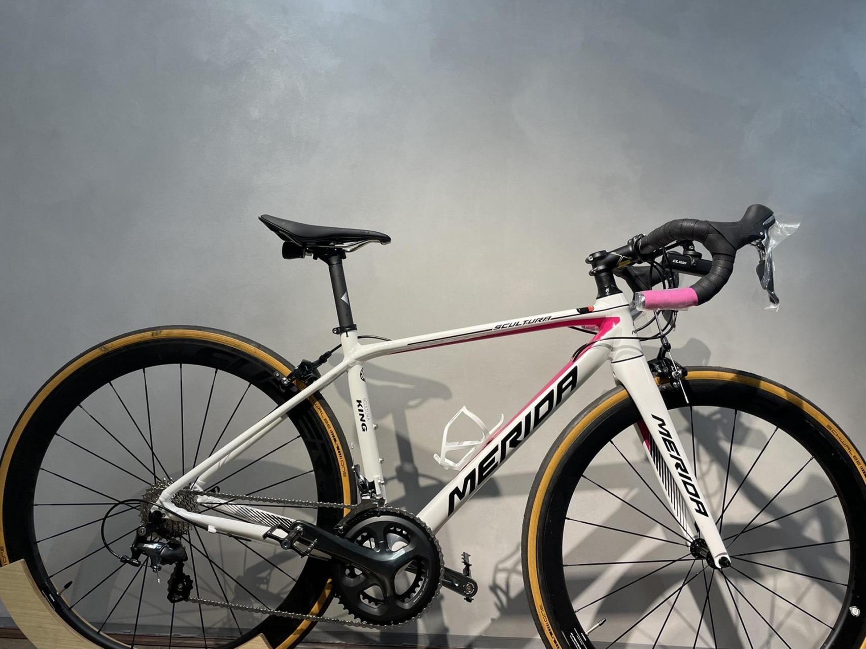 美利达斯特拉king粉白色.仙女姐姐的公路车,太好看了