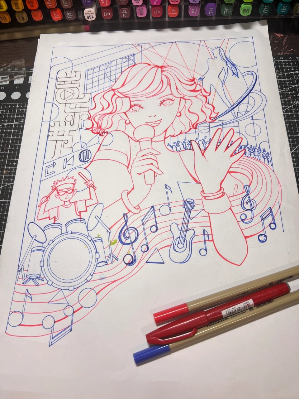 音乐节手绘快题|音乐主题手绘海报 ⭐️可套多校真题《音乐节》《