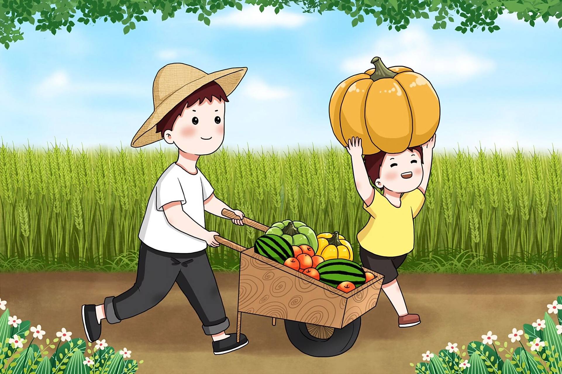 秋收插画|九月是丰收的季节 🍁秋天是收获的季节,是万物生长成熟的