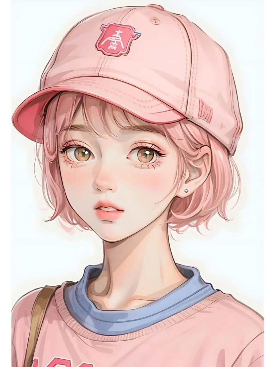 超爱粉发短发|好看的女生头像