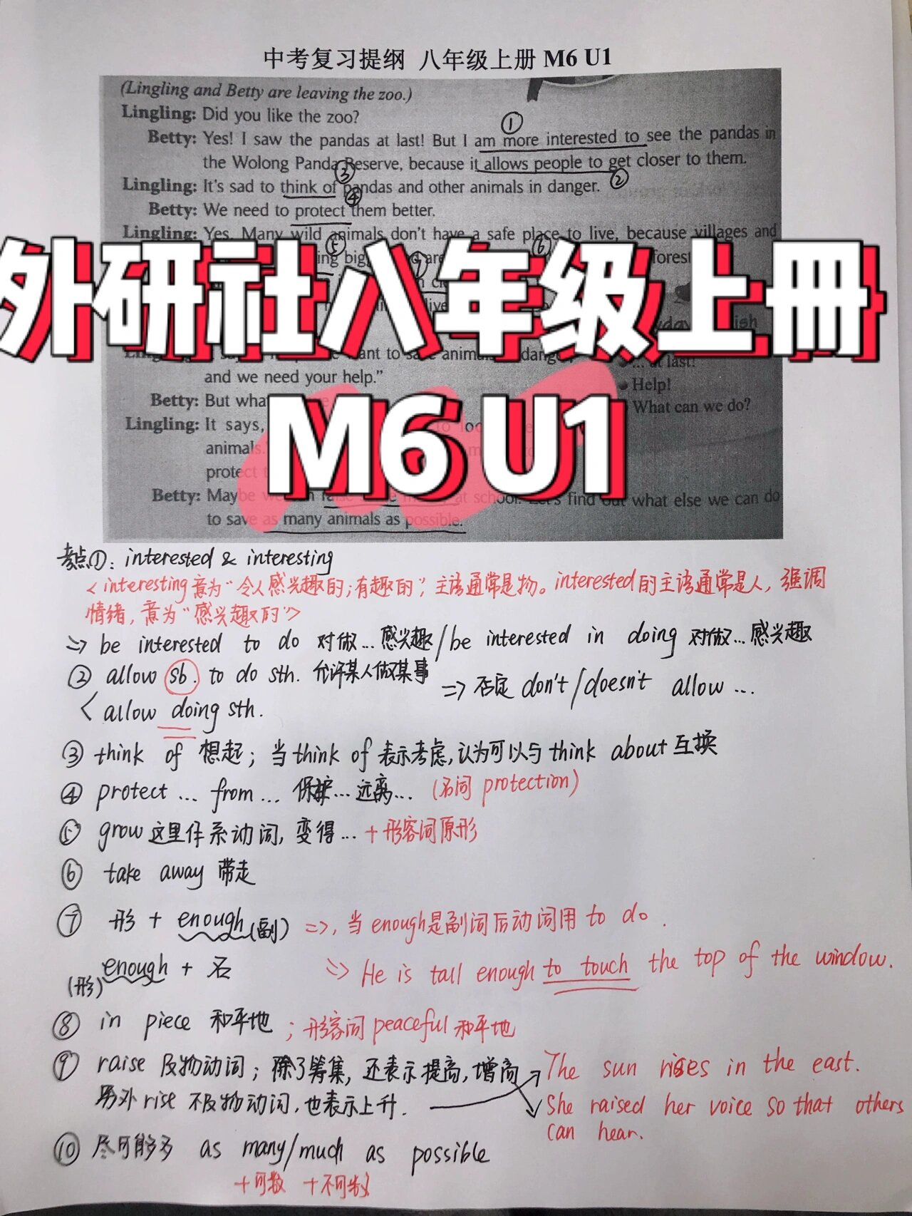 包含新外研版八上Unit1要点精析＋练习的词条