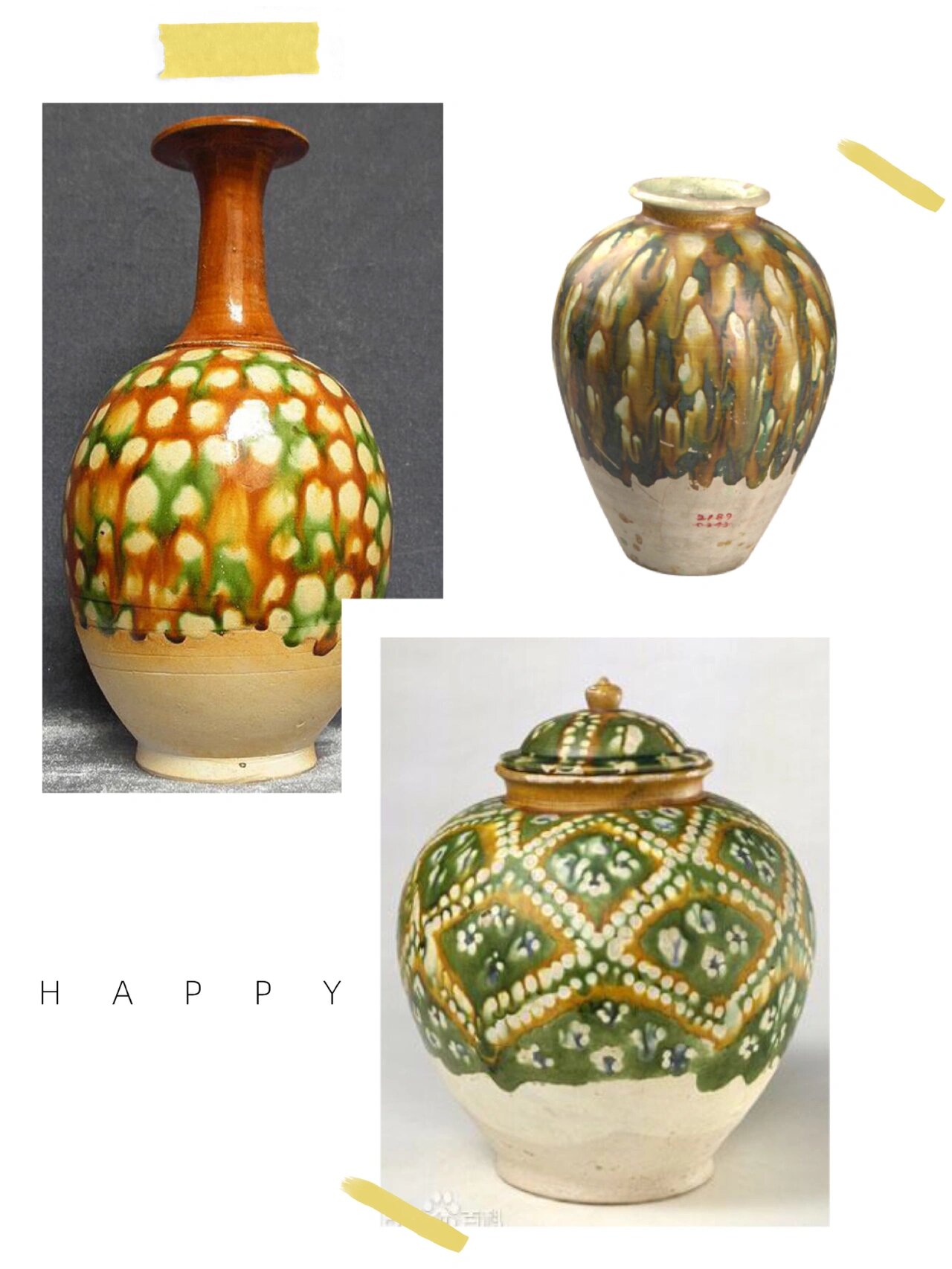 唐三彩罐做基础型塞了唐风的仕女们进去,参考了几种形制和颜色的罐子