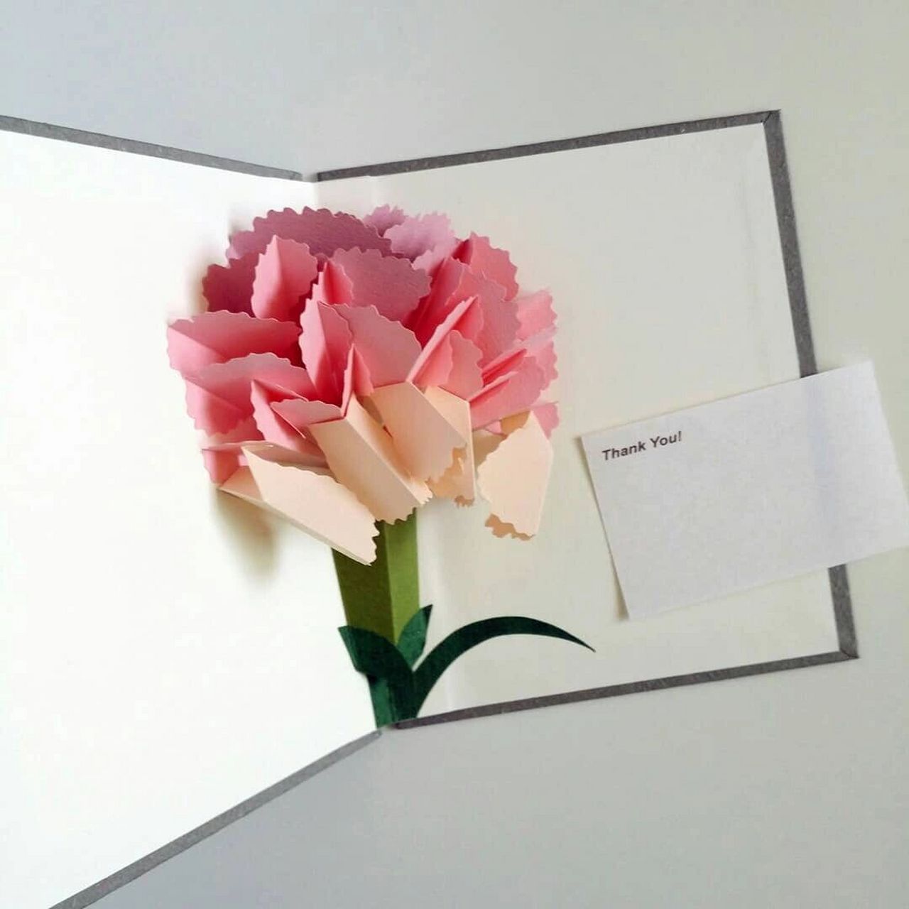 贺卡弹出的康乃馨花朵,用来表示花朵盛开的感觉