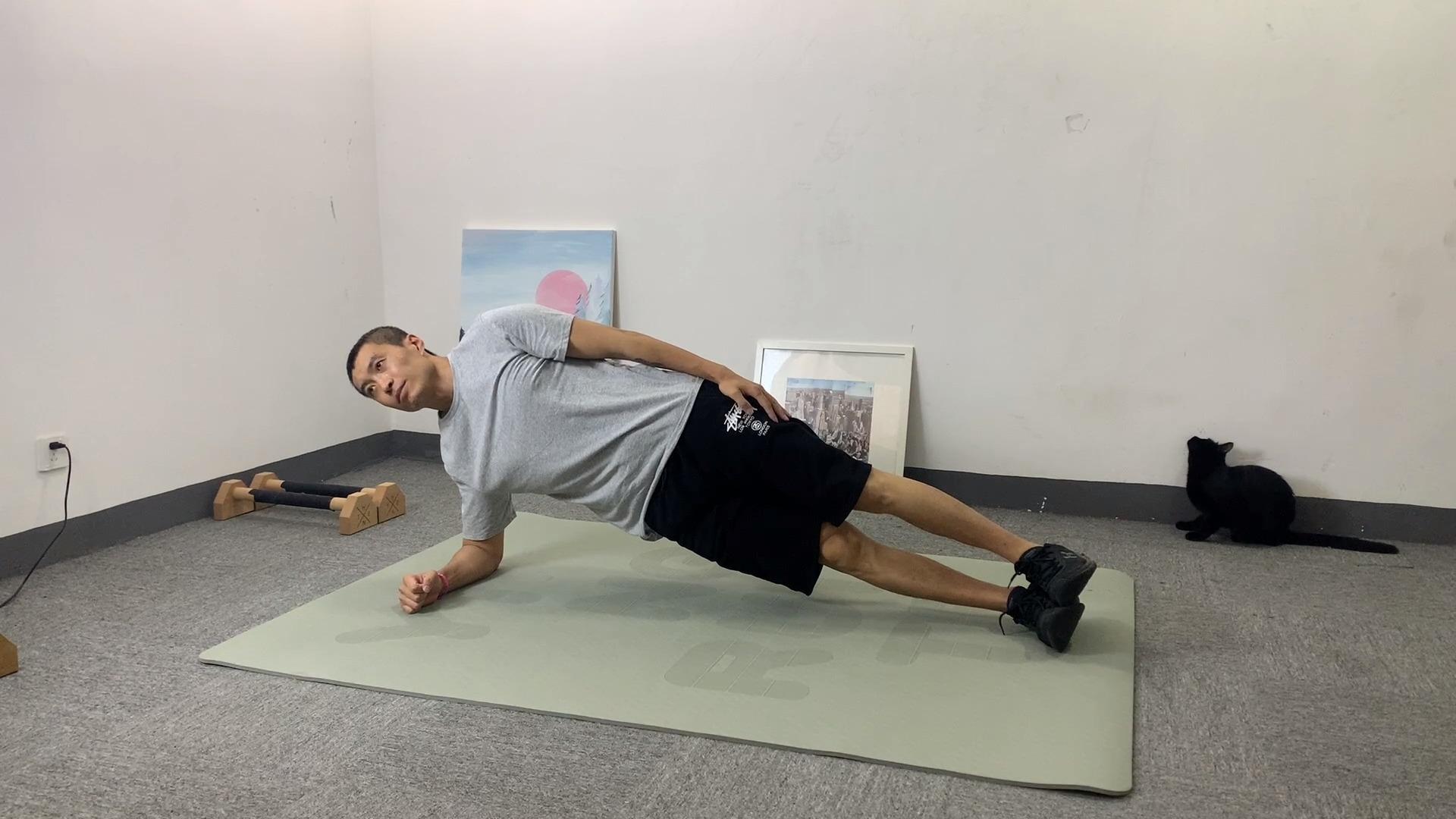 健身动作示范侧平板支撑sideplank