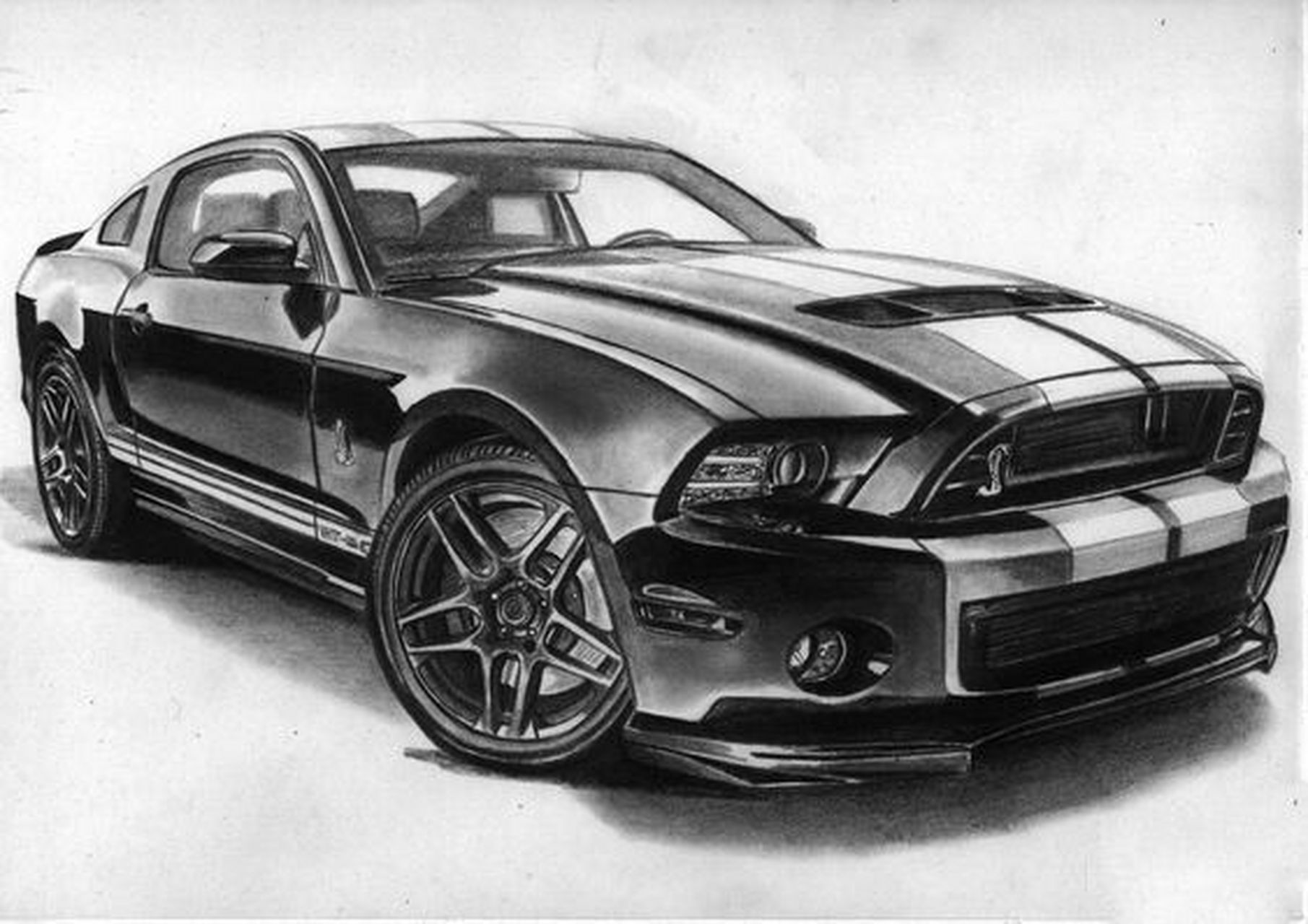 手绘素描汽车写实