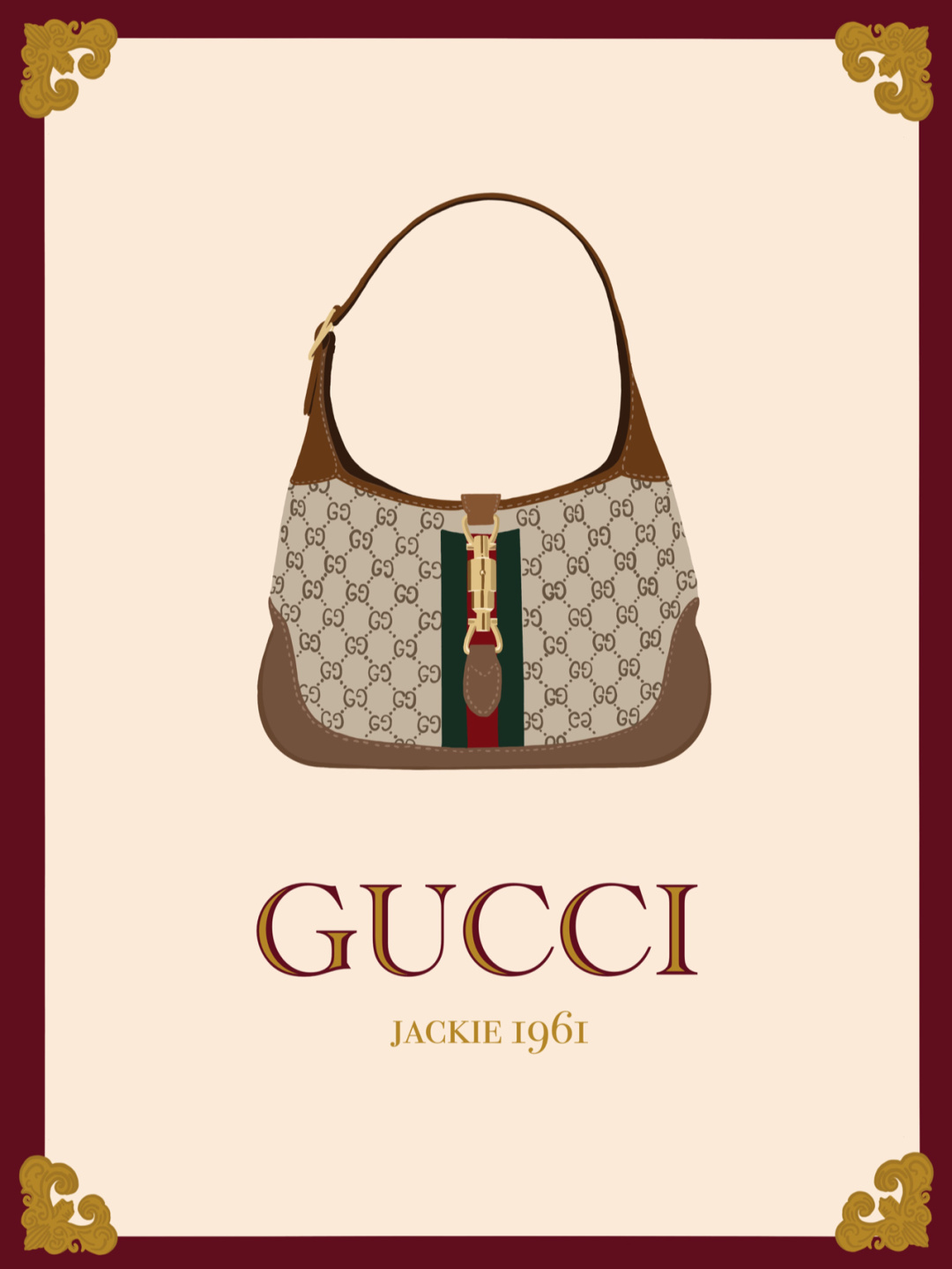 原创插画种草的包包之gucci jackie1961 画这幅画已经很久了,不过一直