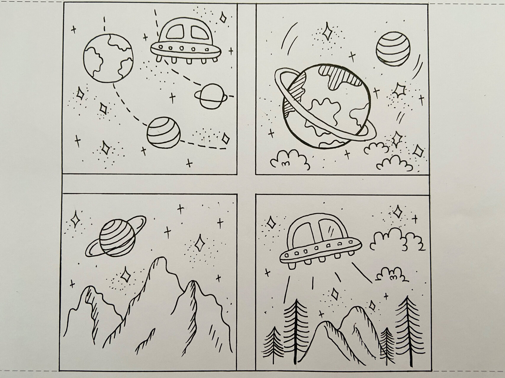 黑白简笔画|什么是快乐星球91