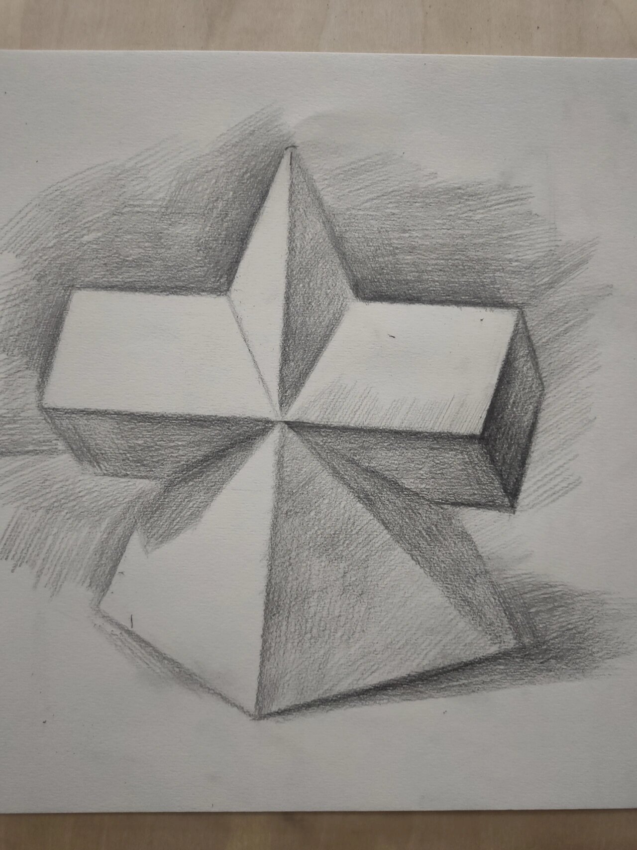 新手小白到底怎么画棱锥棱柱穿插体?(过程)
