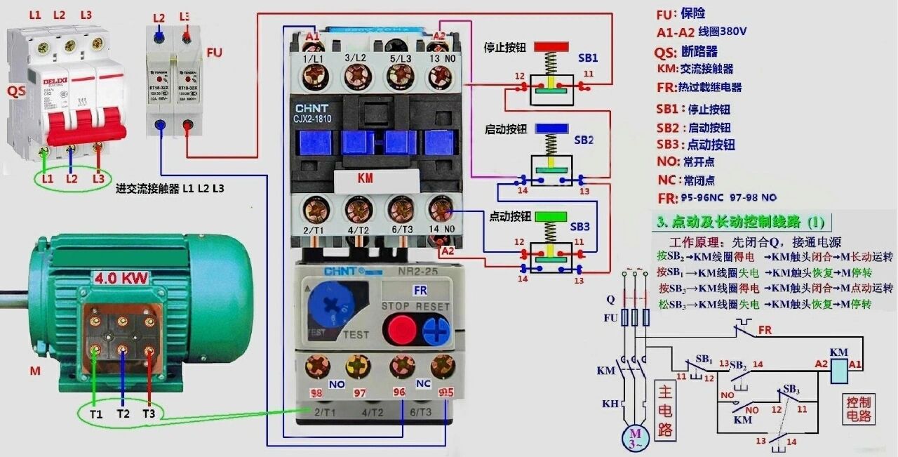 点动与长动线路控制接线图!