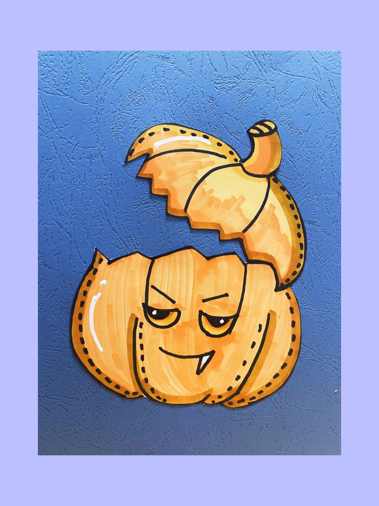 少儿美术创意画《万圣节的南瓜怪》