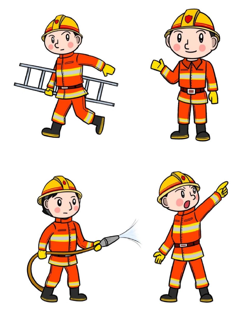 消防员卡通人物绘画图片