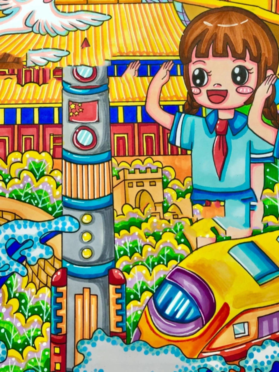 民族魂儿童画,阳光下成长儿 【原创】客单局部分享,已参赛,9215