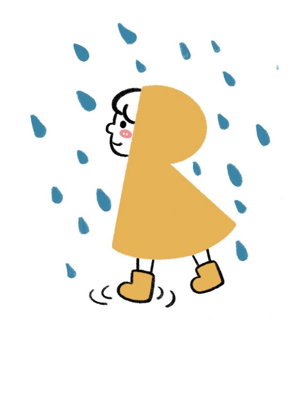 手残党学简笔画附教程7315淋雨雨衣小女孩 手残党学简笔画附教程