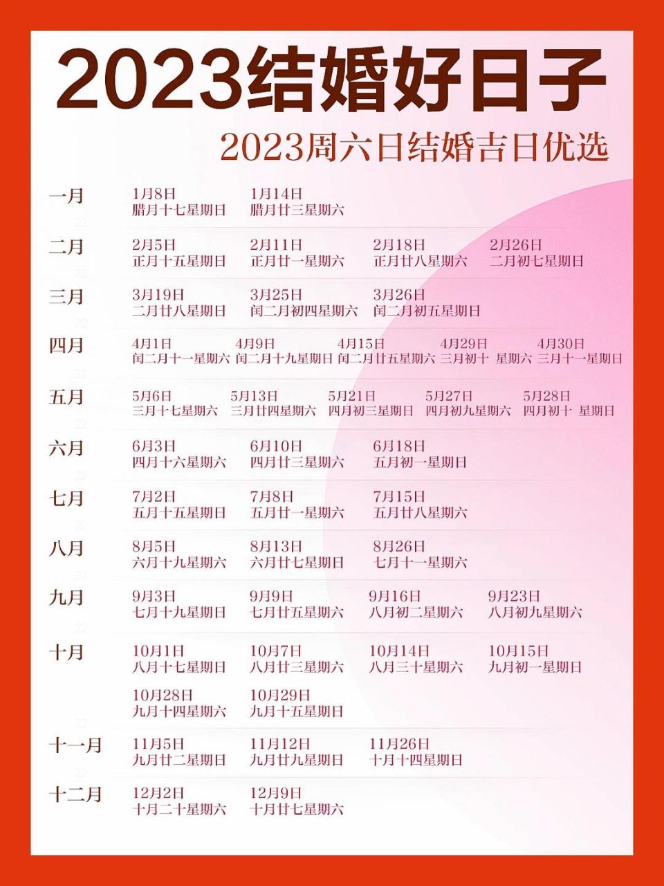 2023结婚好日子97结婚吉日75一键get 2022年即将过半,由于今年上