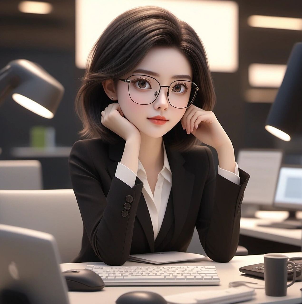 女生头像/职业头像 短发戴眼镜系列