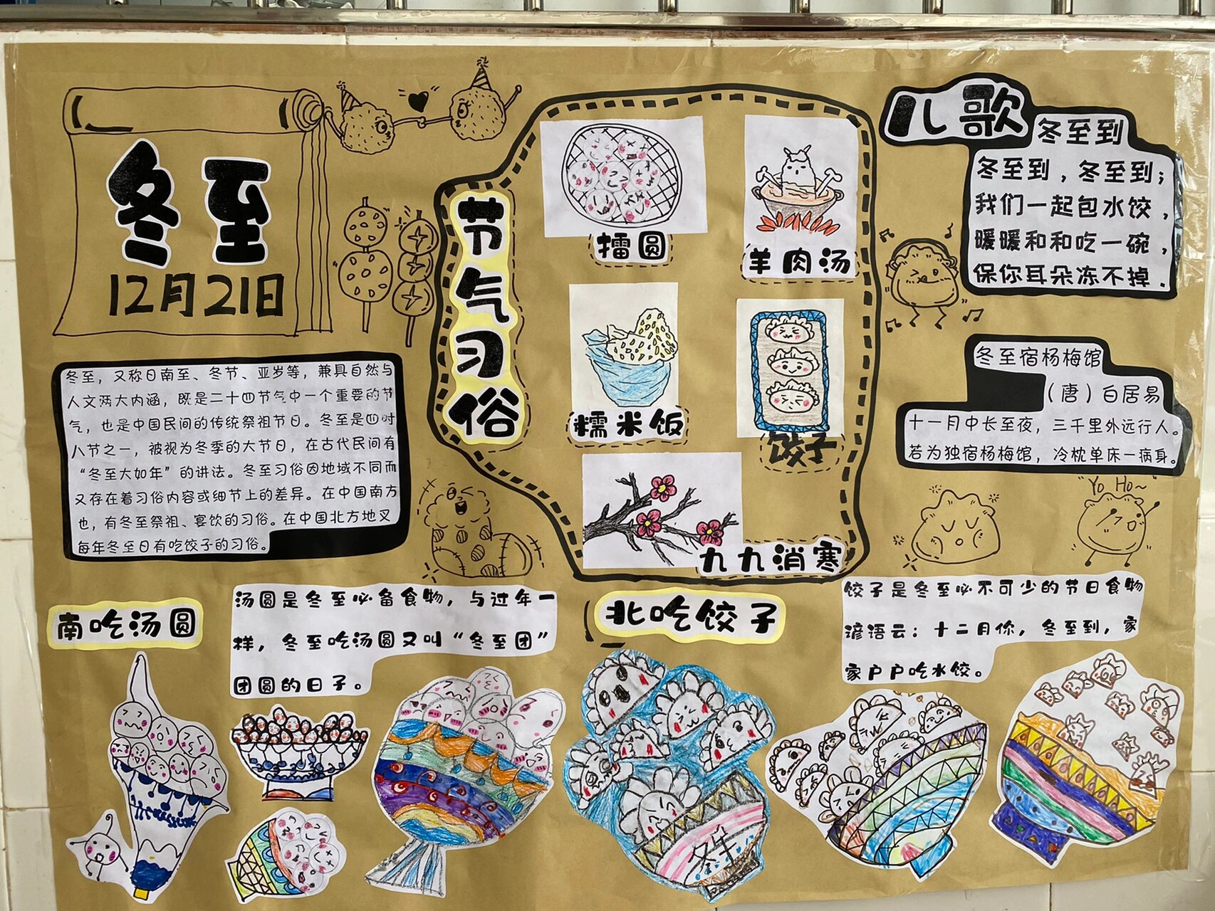 环创主题墙——冬至 幼儿园二十四节气主题墙——冬至