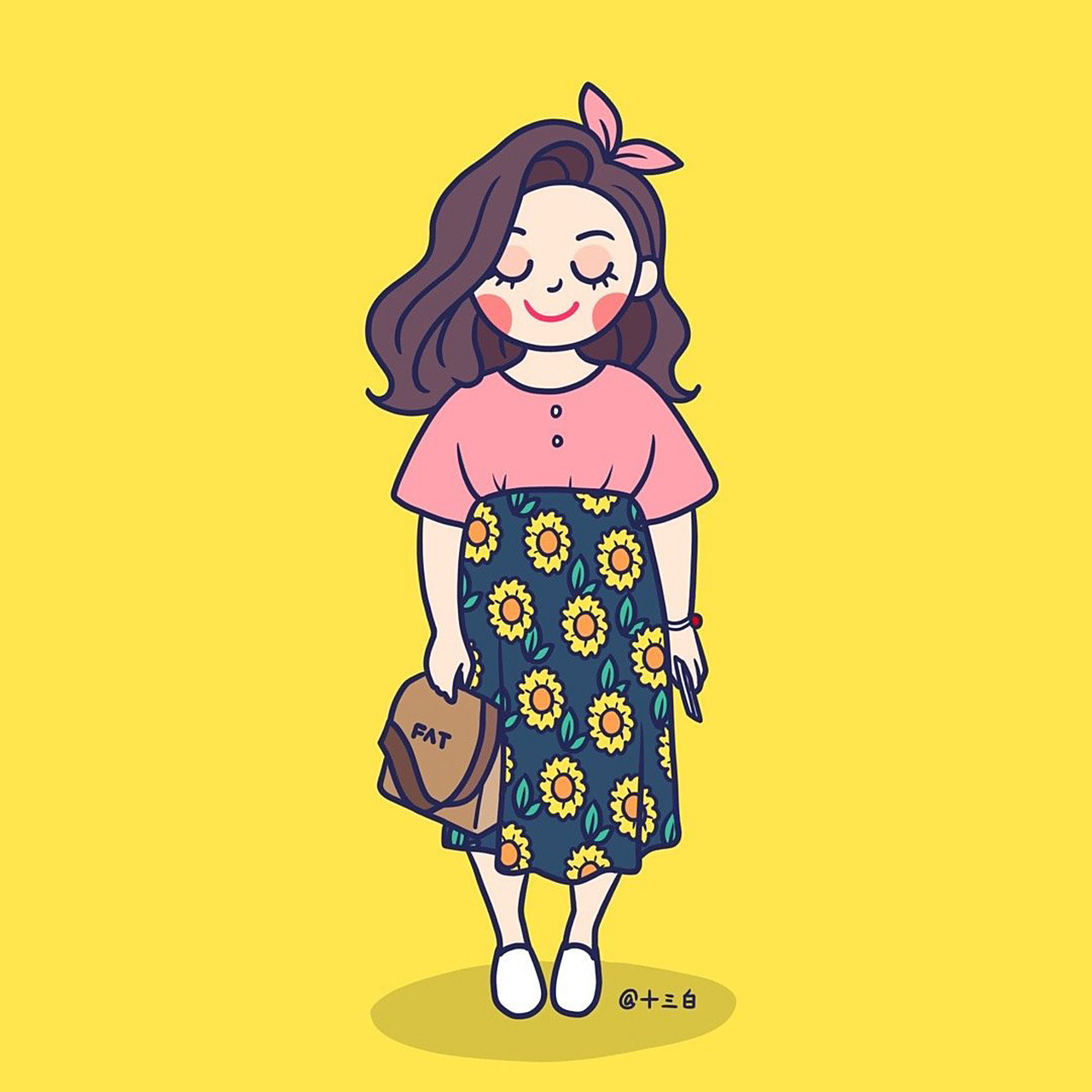 微胖女生 男生 头像 插画 情头 原创 穿搭 #我是原创插画师