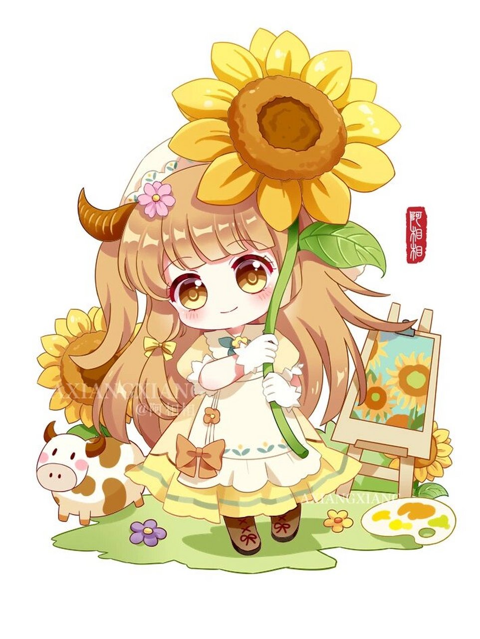 原创十二星座q版拟人合集插画分享 前段时间画完了十二星座的所有人物