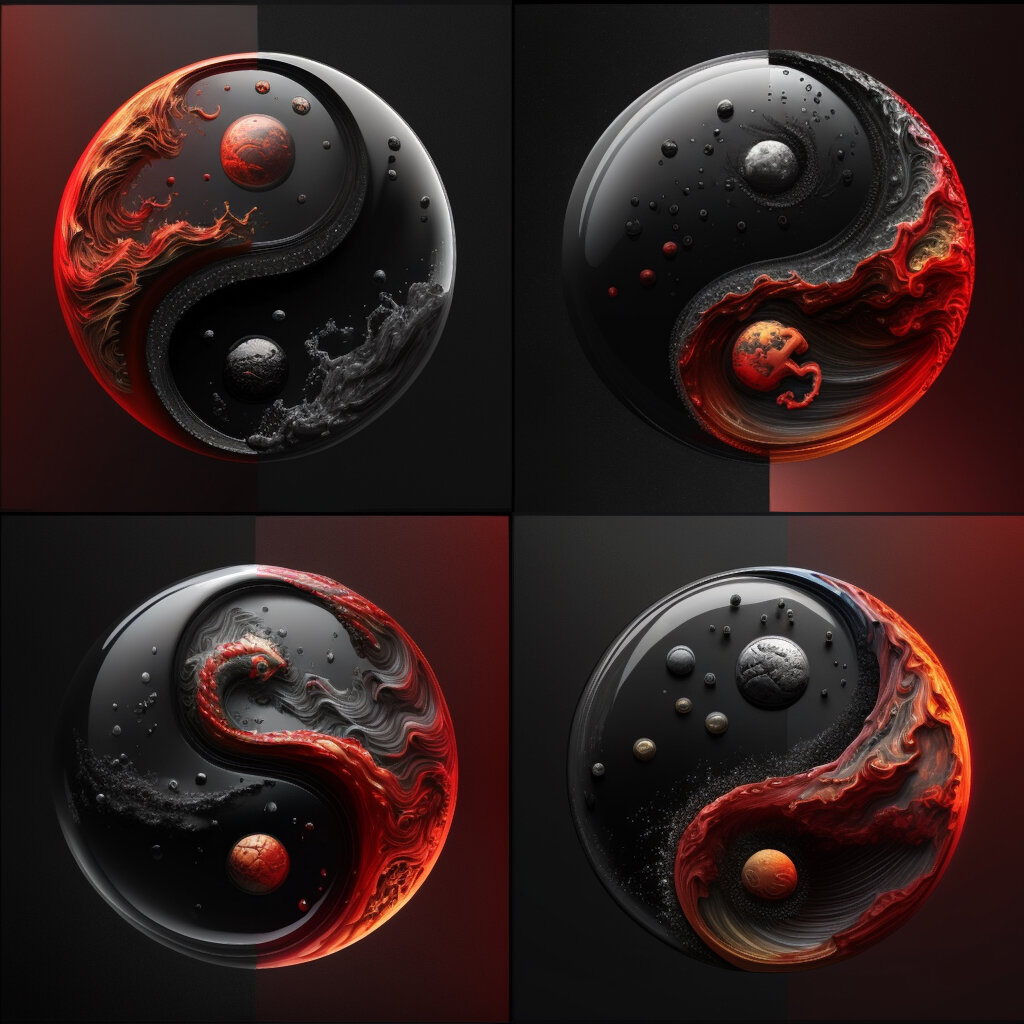 经典红黑水墨太极