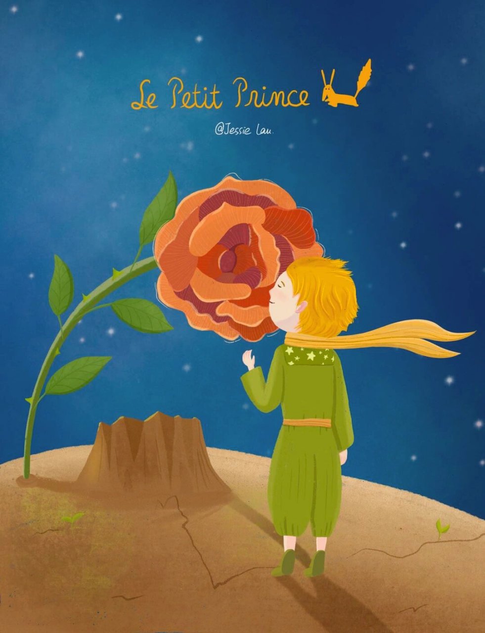 小王子绘本封面 地面和小山的衔接处太不自然了 有空多画画呀