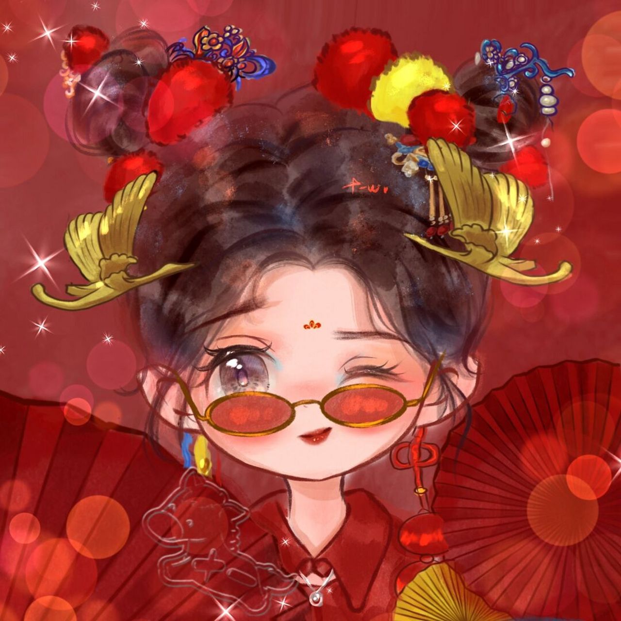 国潮/q版头像 画暴躁了……没点耐心 真·搬起石头砸自己的脚…… 快