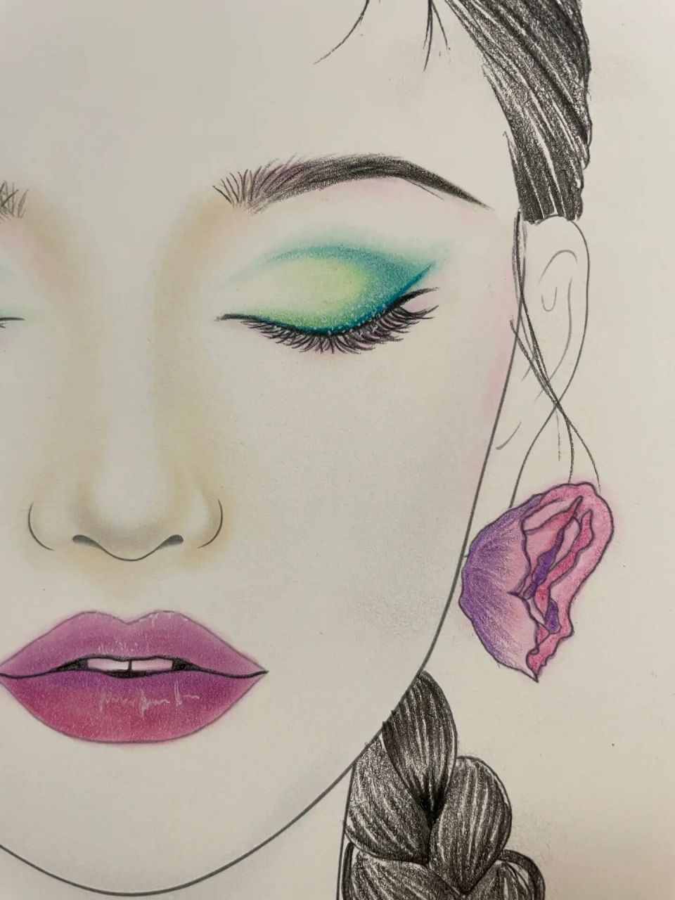 纸妆美人图 这配色算翻车了么?本来想画个花园精灵的妆,画风越来越偏