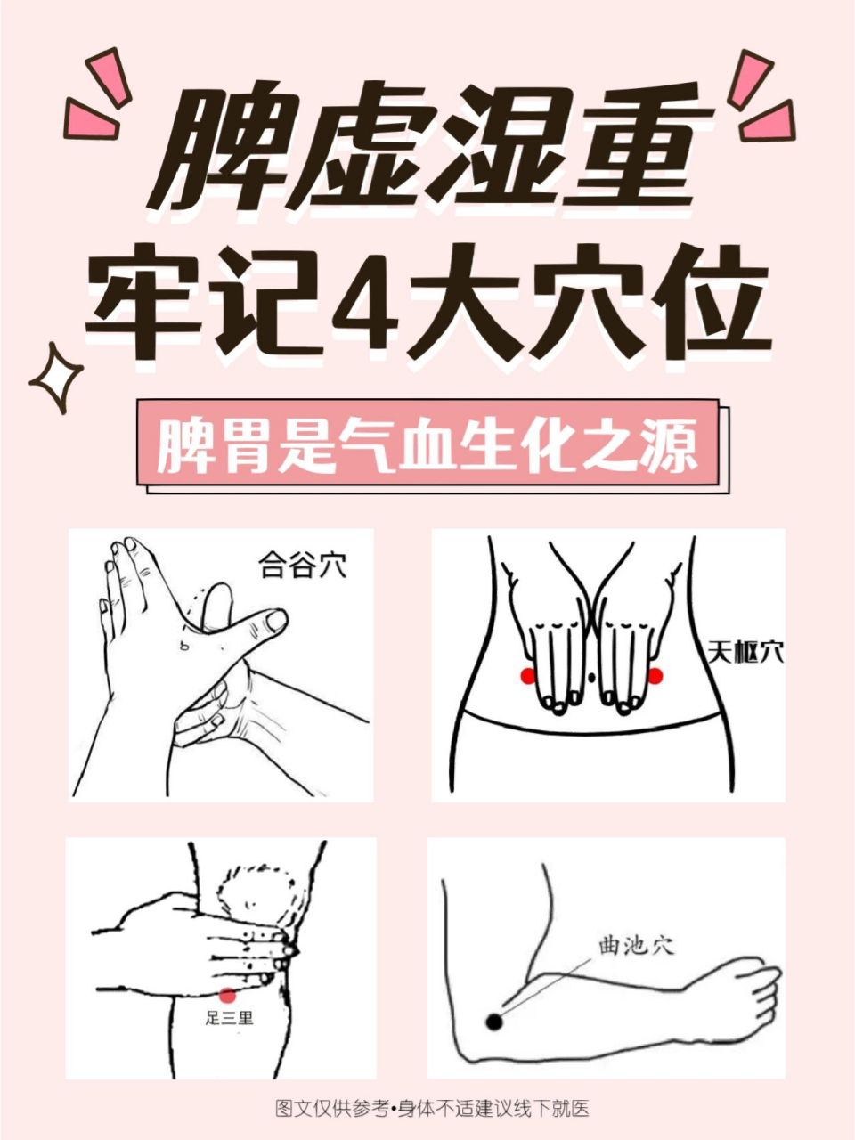 脾虚湿气重按4个穴位 "脾胃是气血化之源"是后天之本.