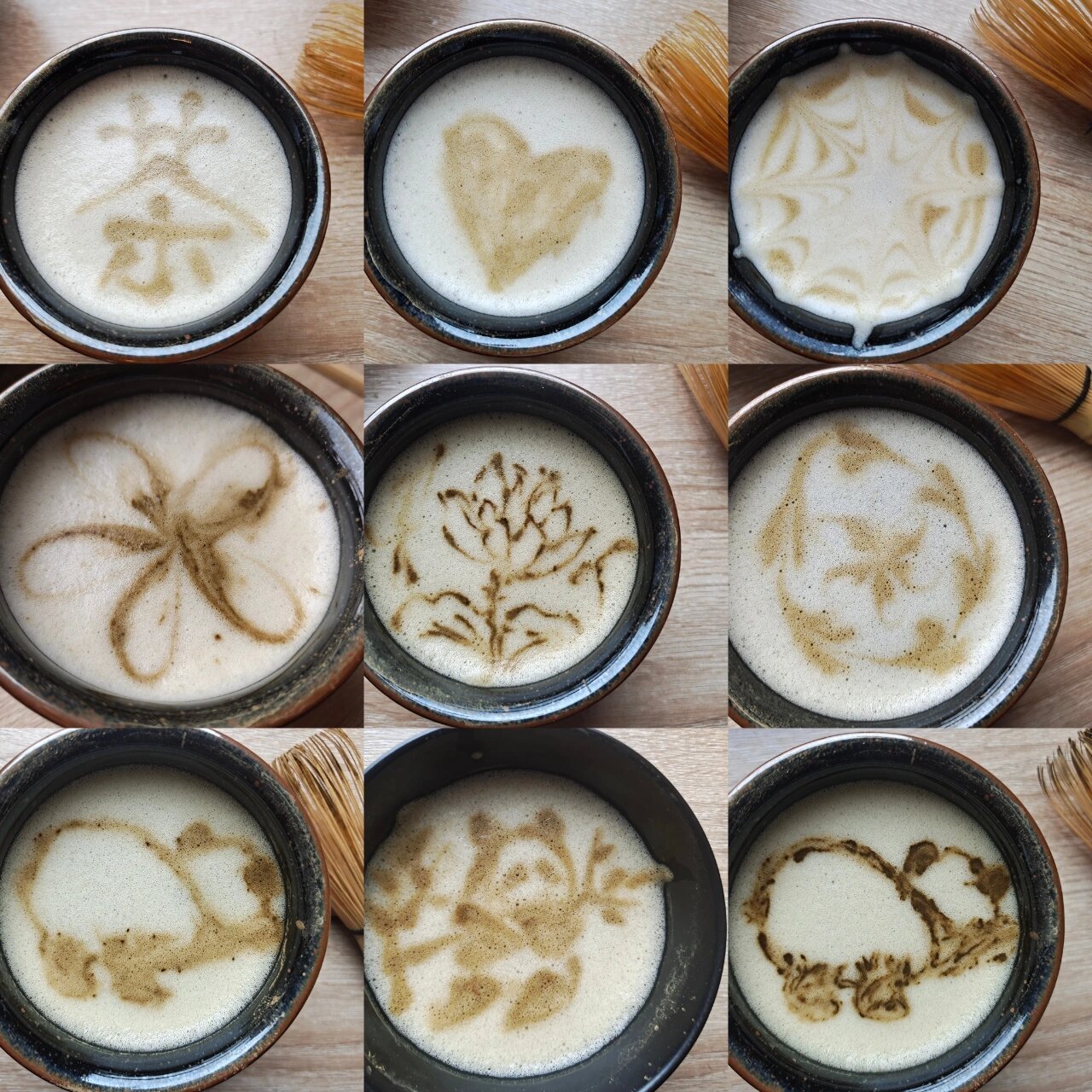 当仿宋点茶95遇见咖啡拉花75 用拉花的手法在茶沫上绘画 点茶可以