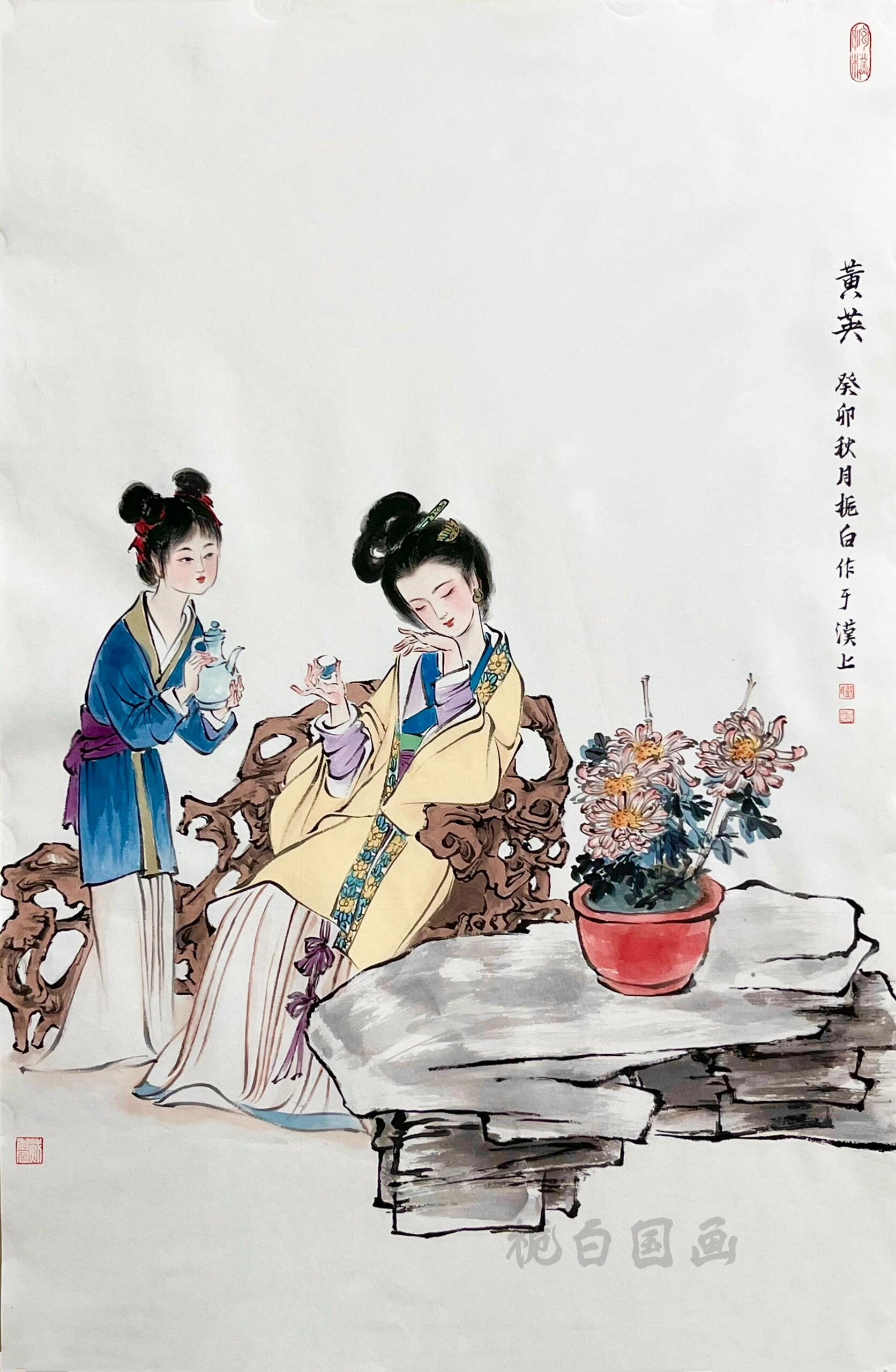 国画人物-仕女题材(图3墨稿) 临摹刘旦宅的仕女《黄英小像》