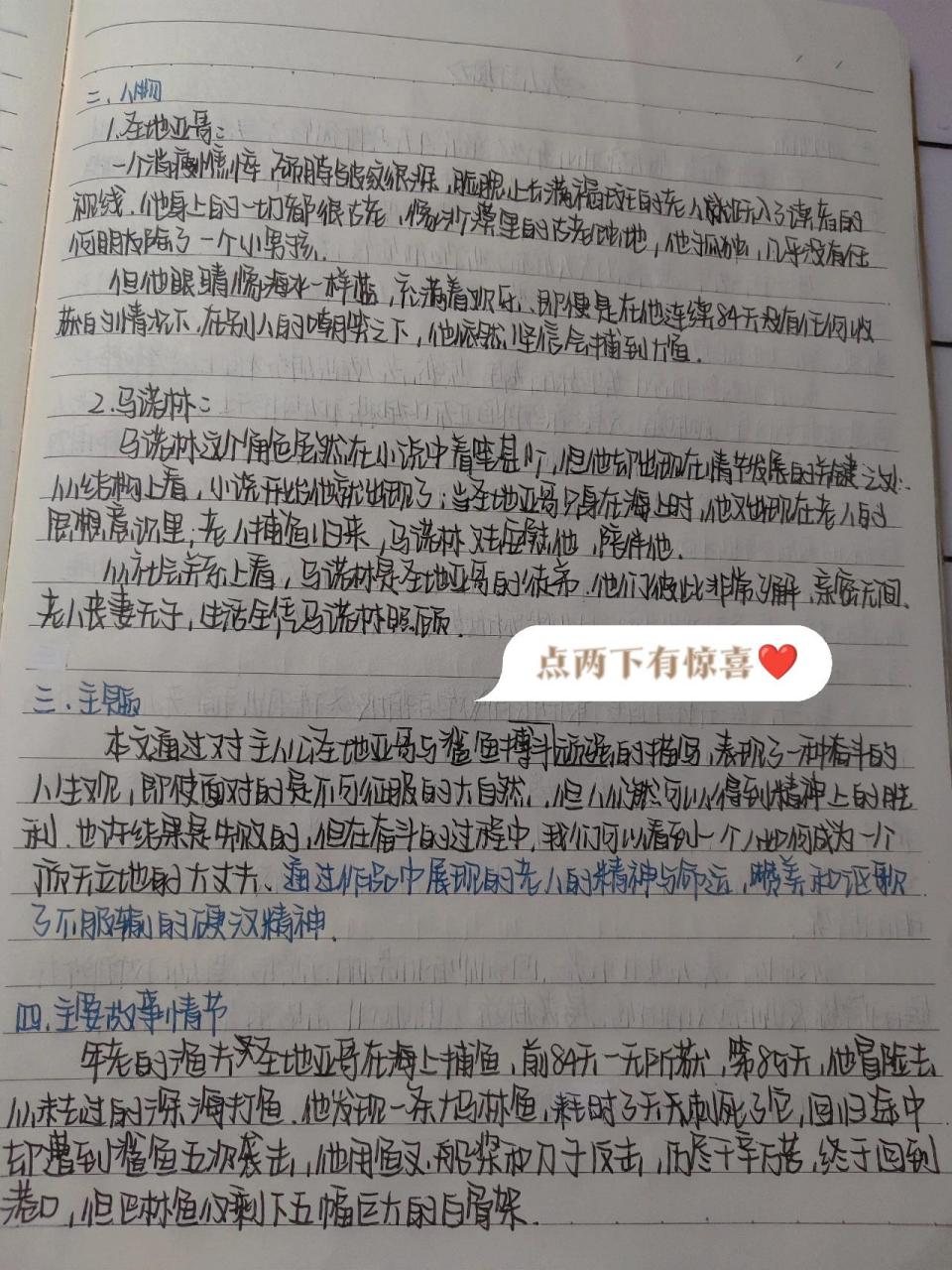 《老人與海》梗概 人物 主題 主要故事情節 非原創 字醜勿噴 期末