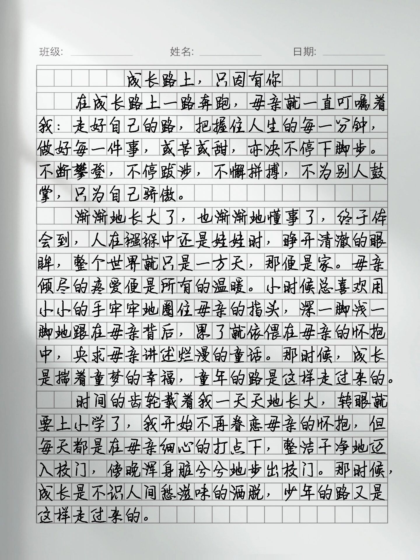 成长路上有你同行800字
