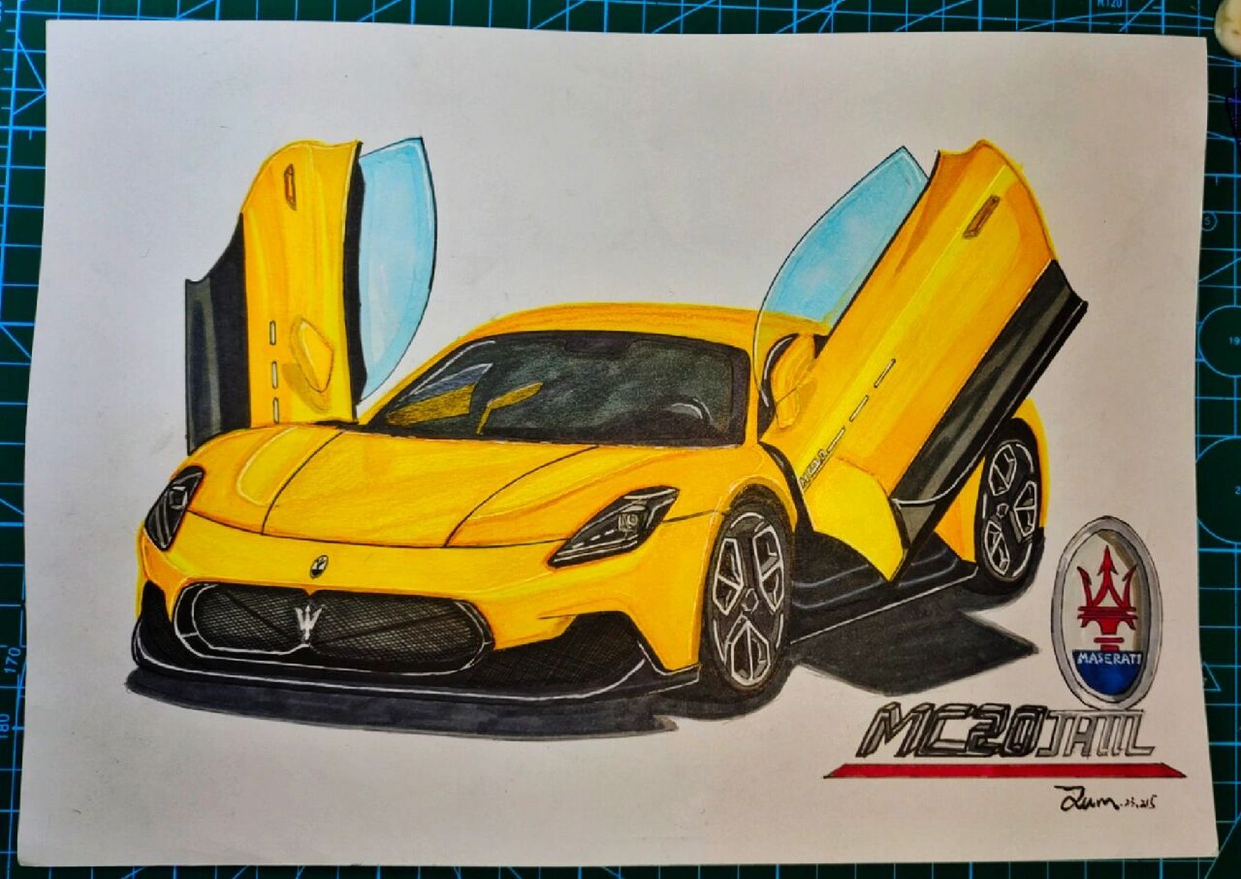 手绘玛莎拉蒂mc20 3.0t v6 双涡轮增压 maserati mc20 海神之戟