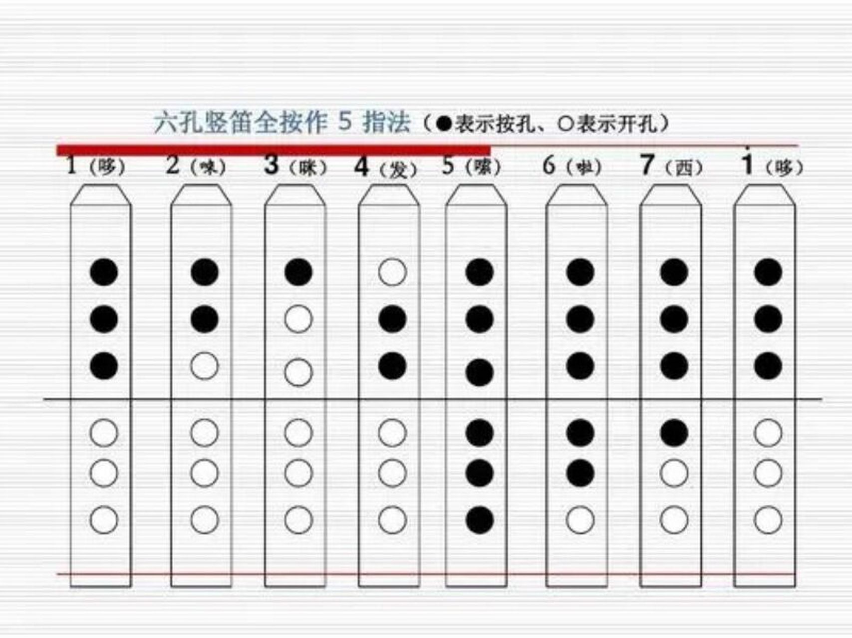 七孔竖笛入门指法图图片