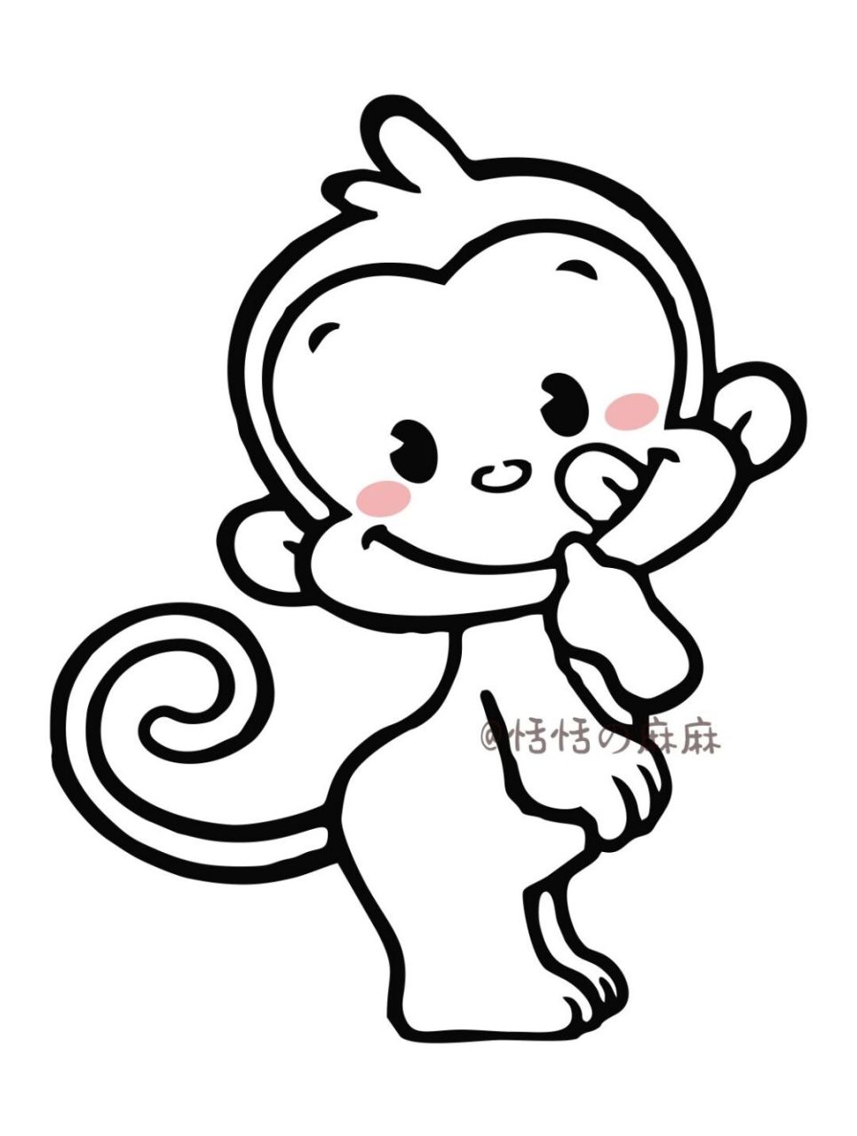 小猴子简笔画 | 猴子97素材 创意美术/简笔画素材/儿童画小猴子美术