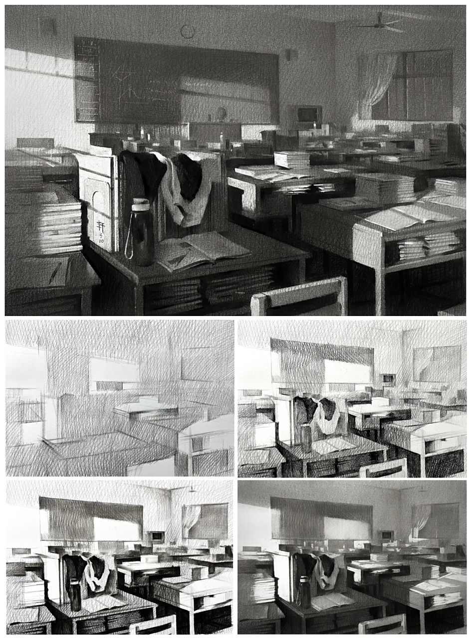 素描-她的教室 细节越多,关系越深入,关系越深入,跳出来的细节就越少