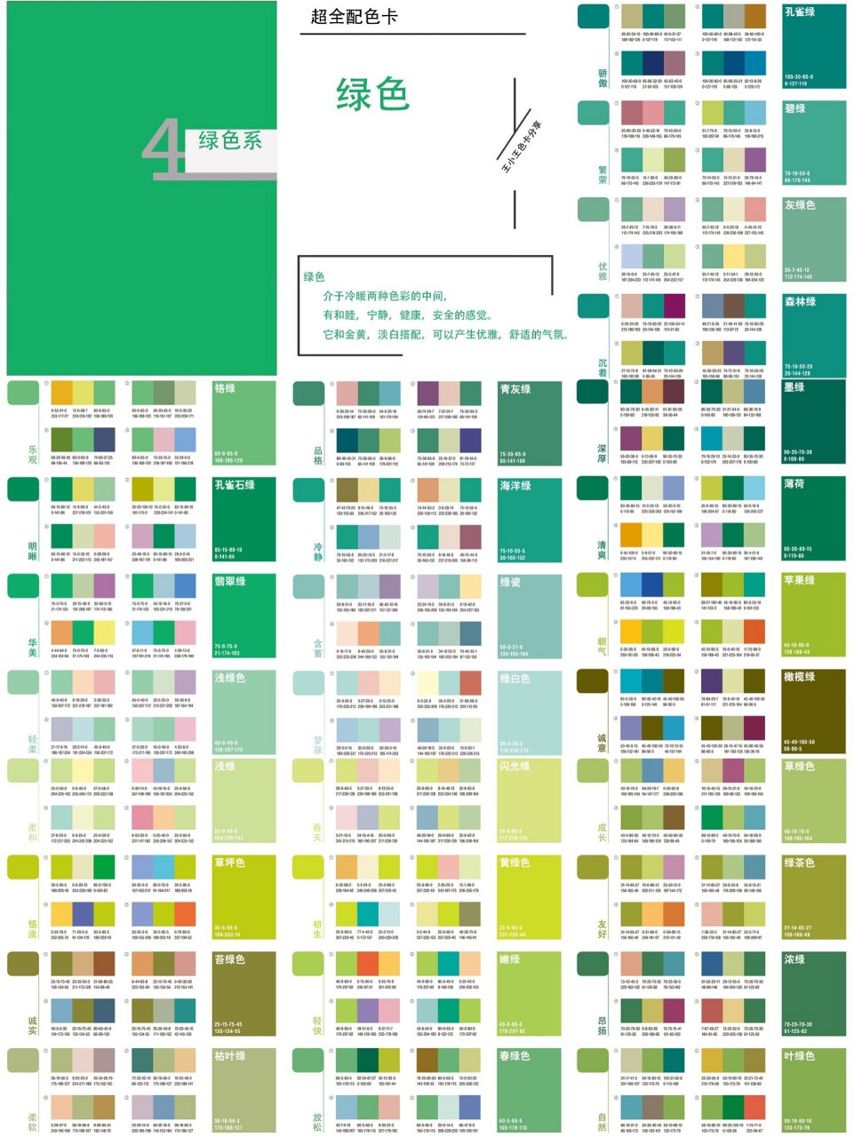 超全绿色系配色合集|春来江水绿如蓝,等春 除了紫色,还很偏爱墨绿色系