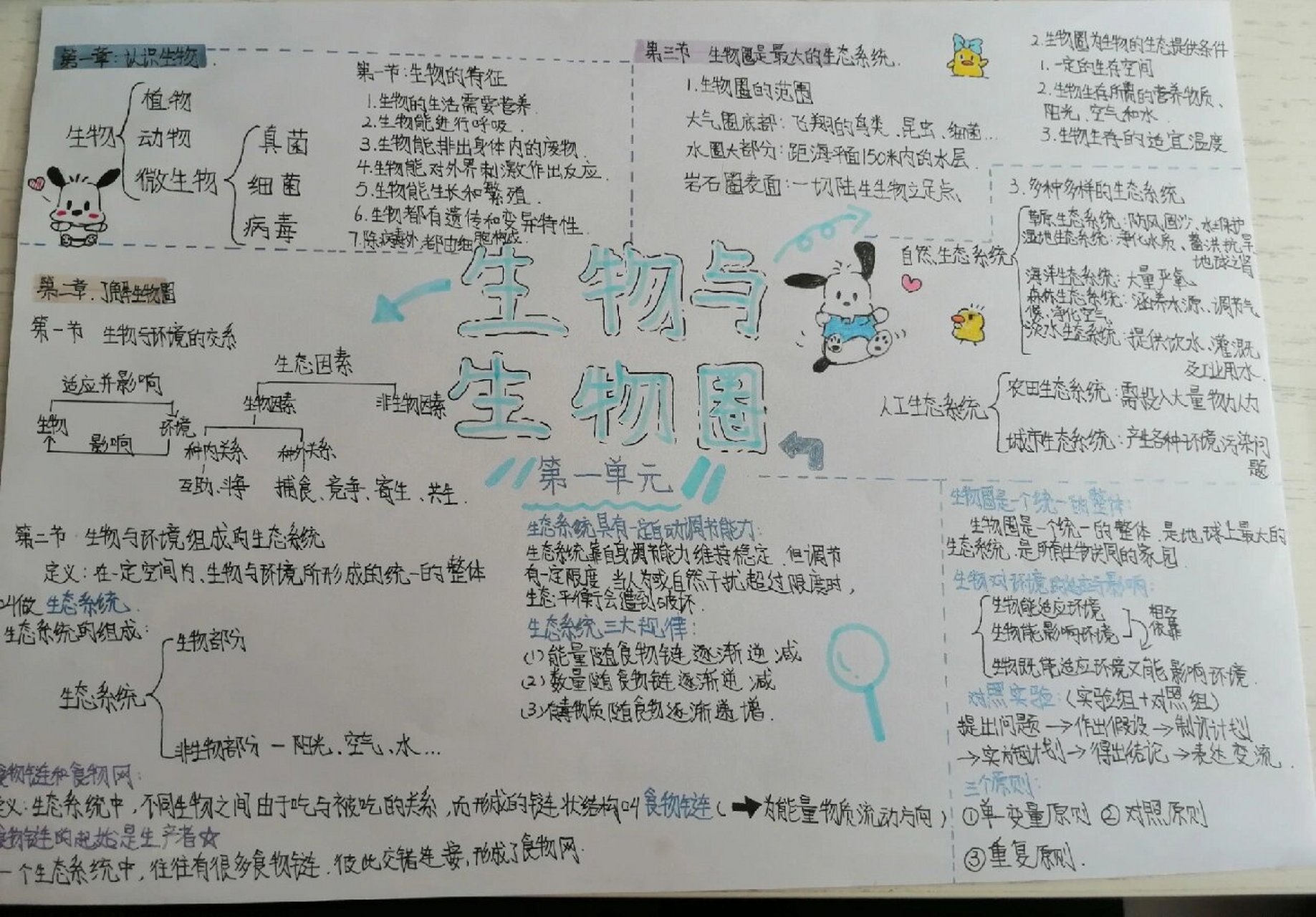 七上生物手抄报61第一单元