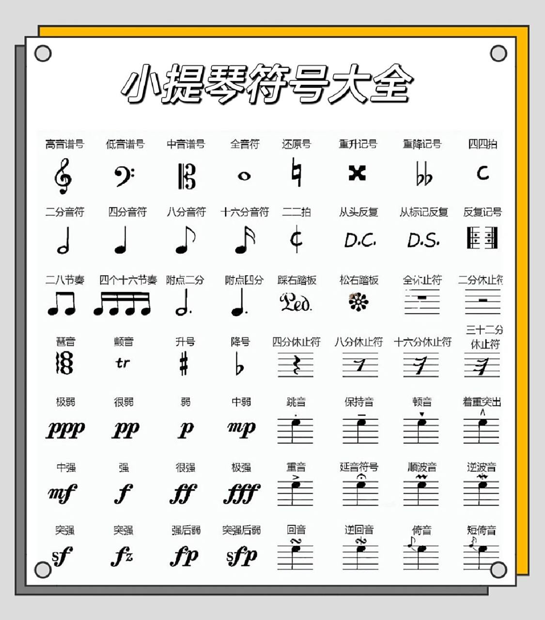 小提琴符号大全 13年教龄资深小提琴教师,日常分享小提琴乐理知识