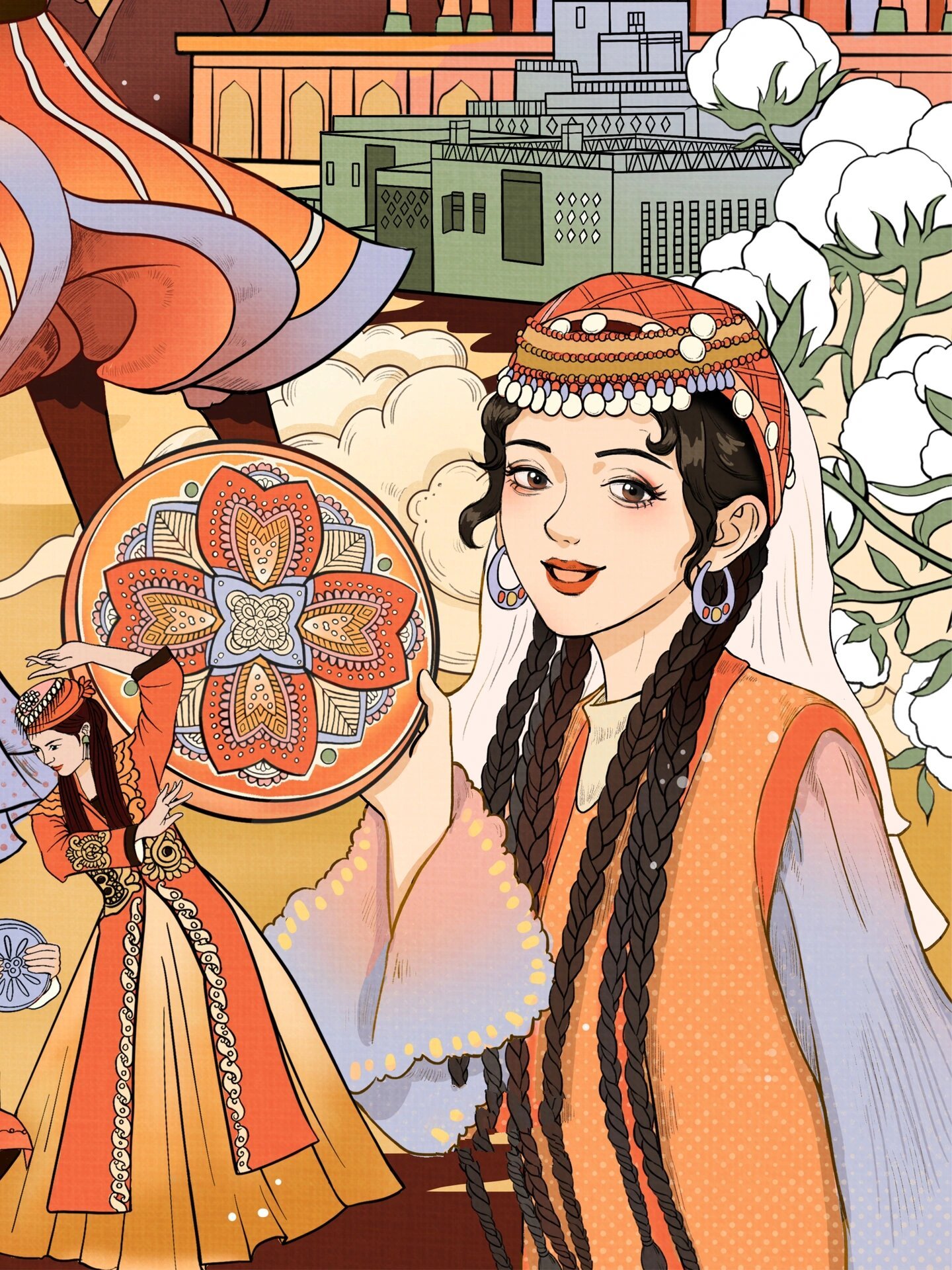 总要去一次新疆吧97少数民族维吾尔族插画