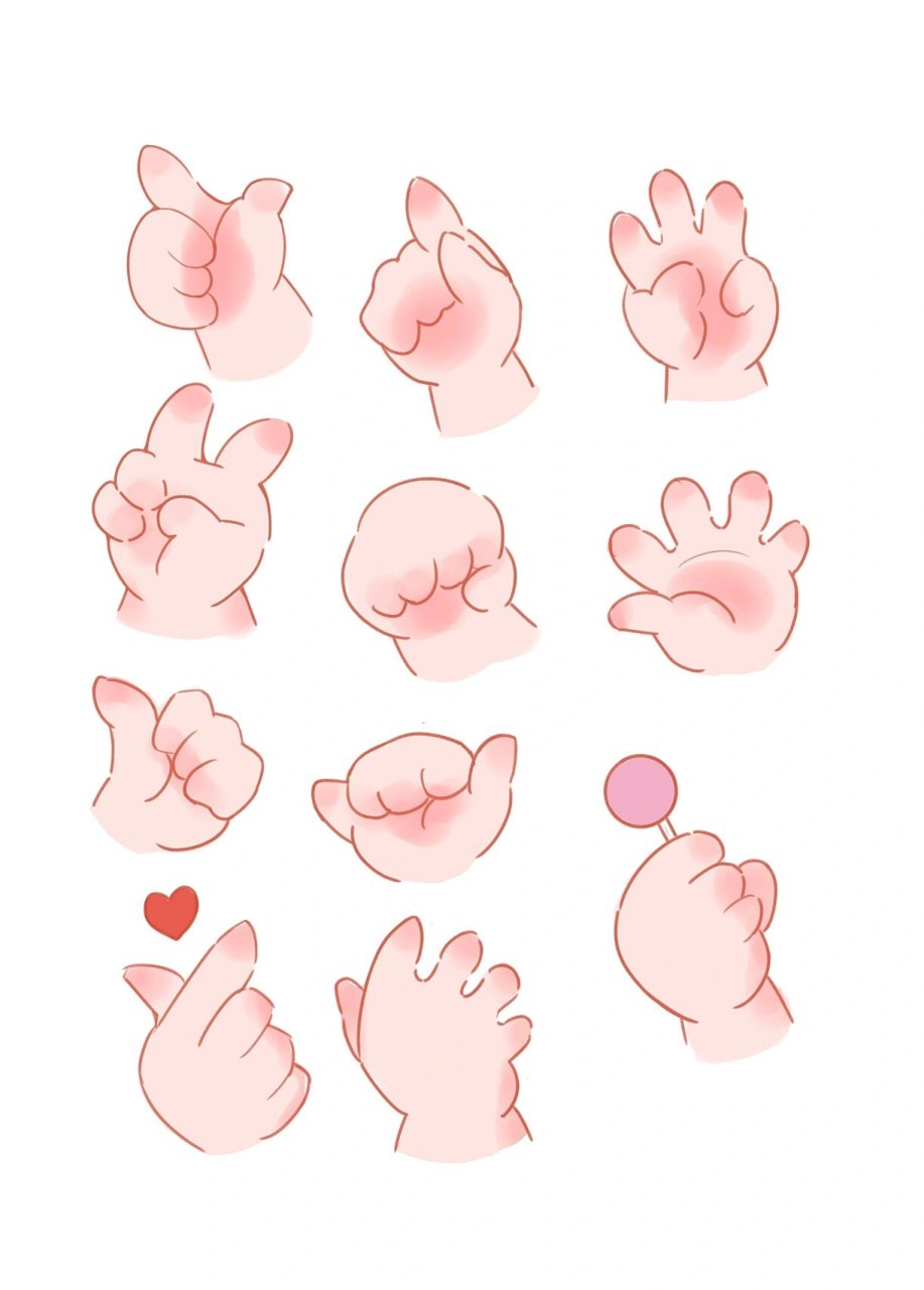 【1】写实的手掌和手指的比例为1:1,q版的手指和手掌的比例为1:3