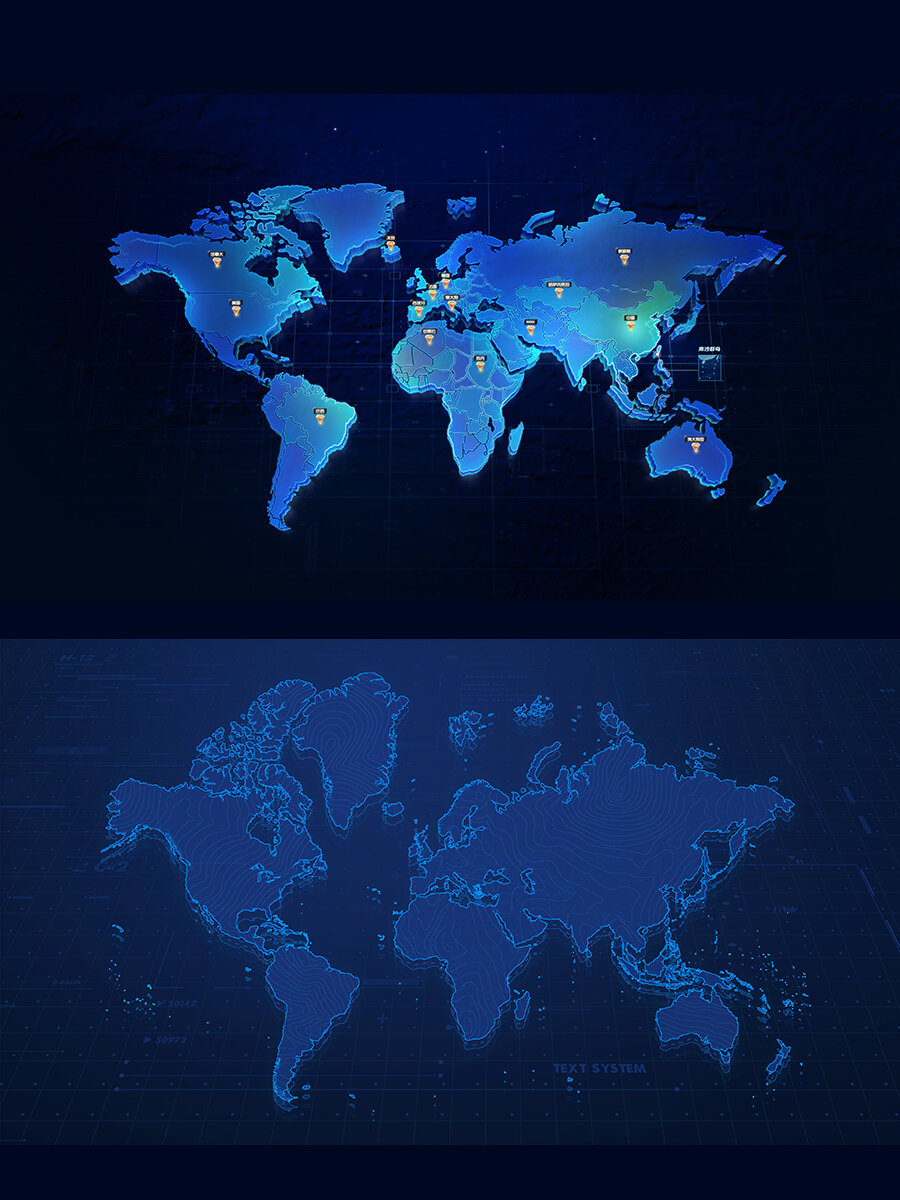 白拿!科技感世界地图高清图送你