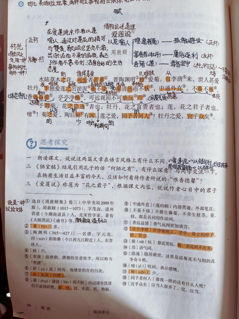 《陋室铭》&《爱莲说》笔记(注释77整理) 很有雅趣的二文