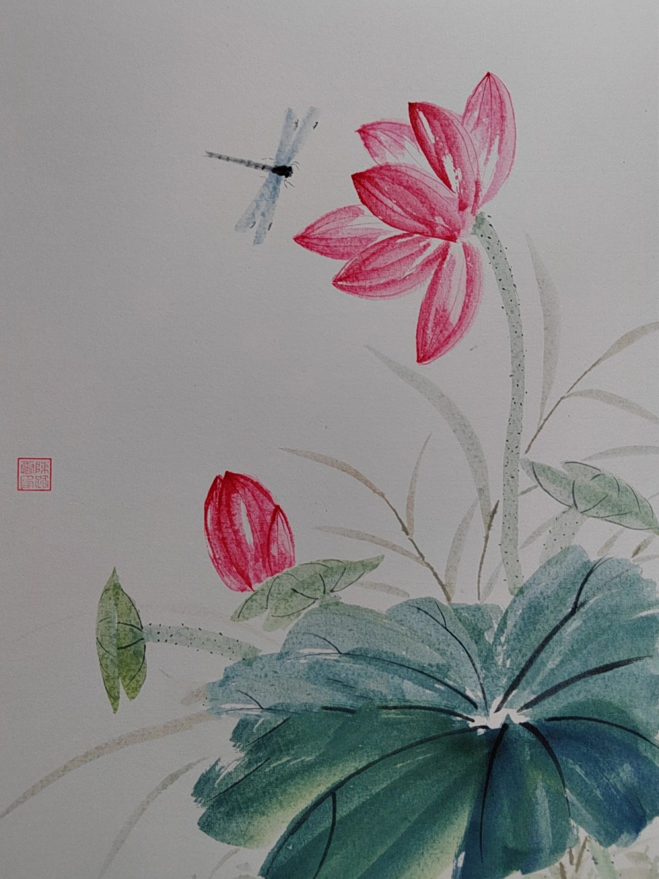 荷花:曙红 3.水草:赭