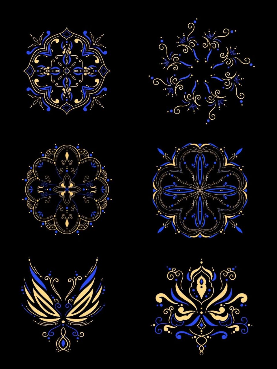 今日分享03中国传统民族风蓝金花纹纹样 哈喽~我是图图大耳朵09